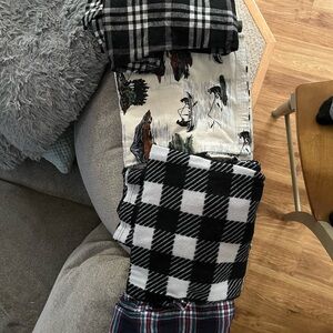 Plaid and Patterned Pajama Pants Set XL
